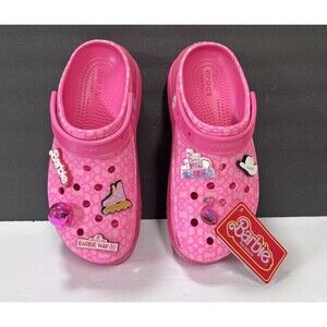 CROCS Pink BARBIE  THE MOVIE MEGA CRUSH CLOG W10 M8  NWT Jibbitz Charm